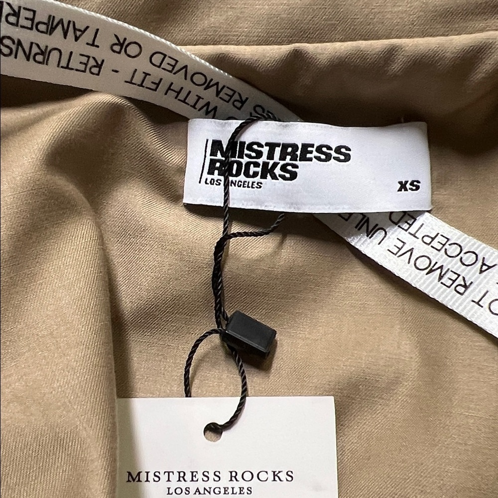 Mistress Rocks Stylish Tan Mini Dress - Picture 3 of 8